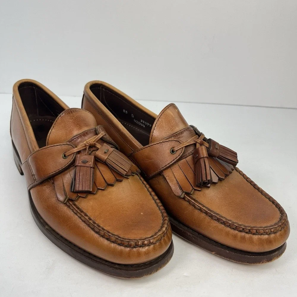 Allen Edmonds Enfield Brown Leather Kiltie Tassel Loafers Slip On Size 8.5D
